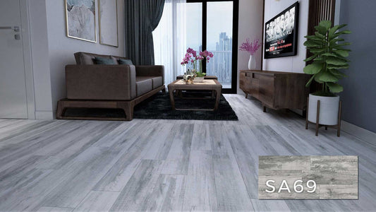 SA 69 SPC Vinyl Flooring with attached pad 100% water proof 28.84 SQ. FT Per box