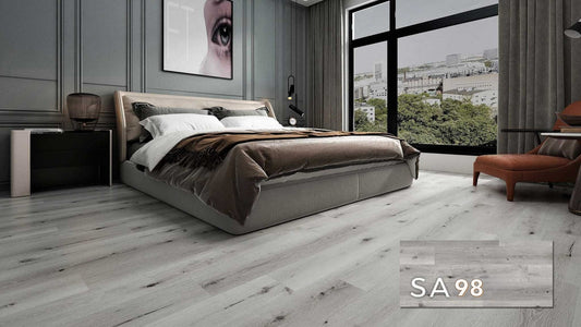 SA 98 SPC Vinyl Flooring with attached pad 100% water proof 28.84 SQ. FT Per box