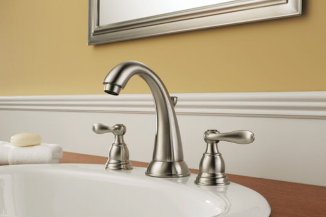 Two Handle Widespread Bathroom Faucet In Brushed Nickel