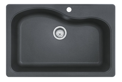 Franke Gravity Drop-In or Undermount 33-in x 22-in Graphite Granite Single Bowl 4-Hole Kitchen Sink