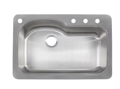 Franke Kinetic Dual-mount 33-in x 22-in Stainless Steel Single Bowl 4-Hole Kitchen Sink