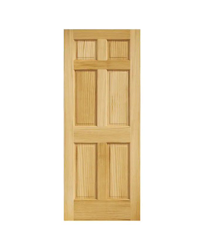 24 in. x 80 in. x 1-3/8 in. 6-Panel Clear Pine Solid Core Interior Door Slab