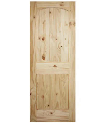 36" 2-Panel Arch Top Knotty Pine Interior Door Slab