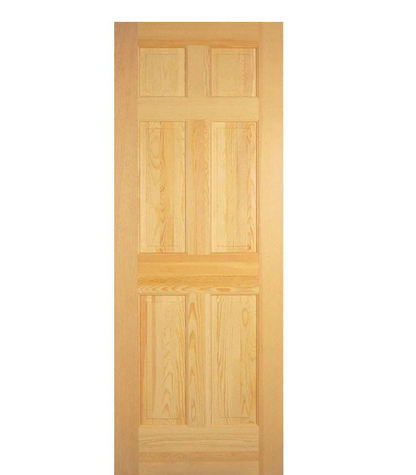 24 in. x 80 in. Right-Handed/Left-Handed 6-Panel Solid Core Unfinished Clear Pine Single Prehung Interior Door