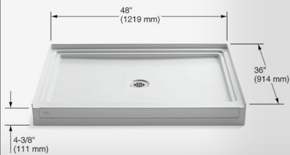KOHLER Tresham 48-In x 36-In Buscuit Shower Base with Center Drain