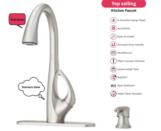 Pfister Jovi Stainless Steel Kitchen Faucet with Soap Dispenser