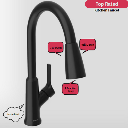 Elkay Single Hole Matte Black Kitchen Faucet