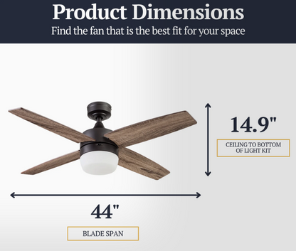 Prominence Home Atlas Expresso 44 Inch LED Ceiling Fan