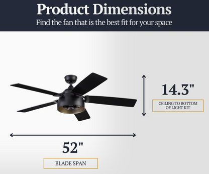 Prominence Home Octavia 52 Inch LED Ceiling Fan