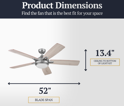 Prominence Home 52 Inch Lorelai Pewter Smart Ceiling Fan