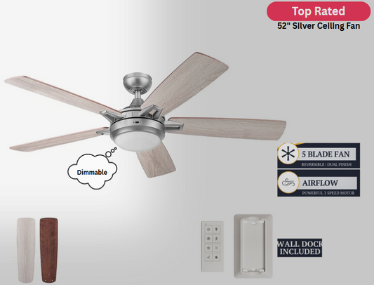 Prominence Home 52 Inch Lorelai Pewter Smart Ceiling Fan