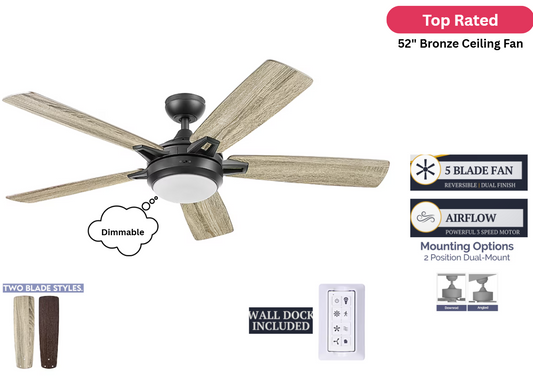 Prominence Home Kailani Bronze 52 Inch Modern Smart Ceiling Fan