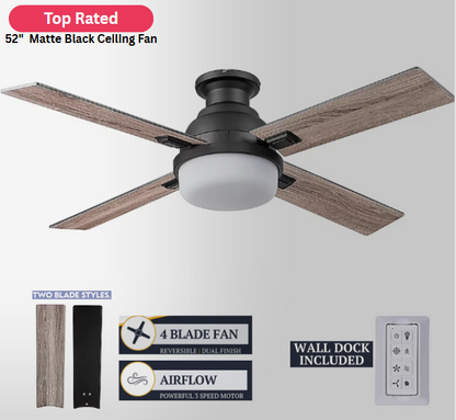 Prominence Home Kyrra 52-in Matte Black Ceiling Fan
