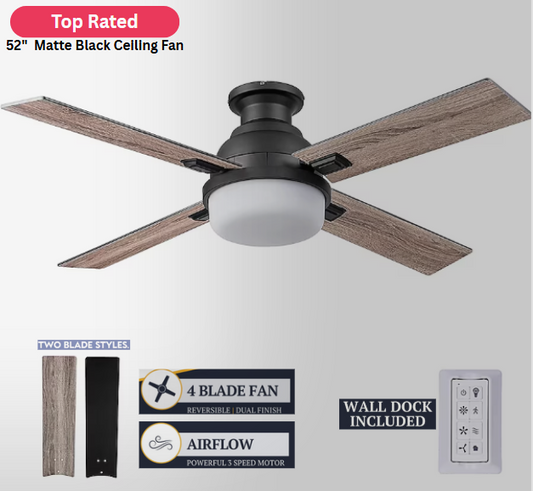 Prominence Home Kyrra 52-in Matte Black Ceiling Fan