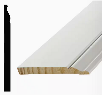 9/16 in. x 7-1/4 in. x 8-ft Primed Pine Baseboard Moulding Trim (Pack of 4)