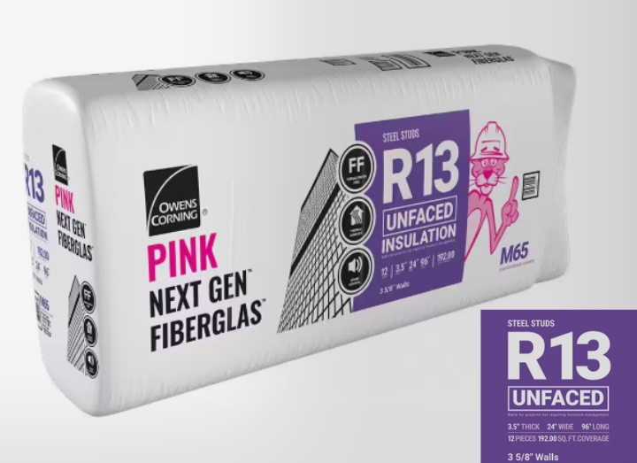 Owens Corning R-13 Unfaced Fiberglass Insulation Batt 192 Sq.ft (24 in. x 96 in.)
