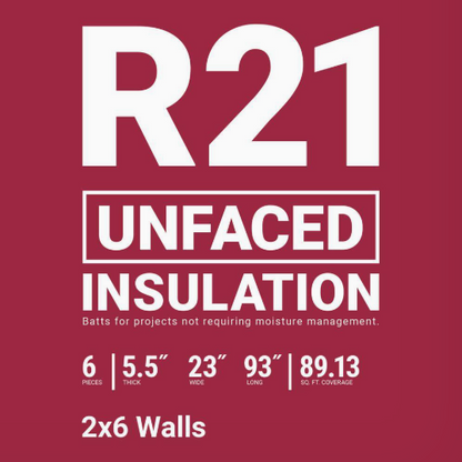 Owens Corning R-21 Unfaced Fiberglass Insulation Batt 89.13 Sq.ft (23 in. x 93 in.)