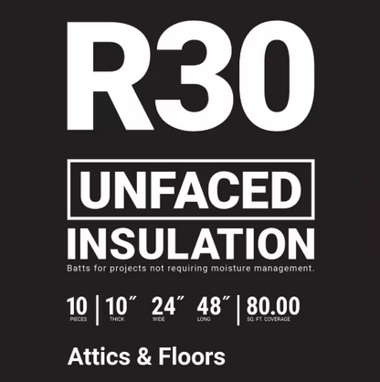 Owens Corning R-30 Unfaced Fiberglass Insulation Batt 80 Sq.ft 24 in. x 48 in.