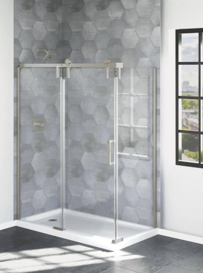 Delta 60 in. X 32 in. W Corner Shower Base with Left Drain in High Gloss White