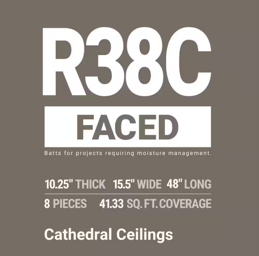 Owens Corning R-38C Kraft Faced Fiberglass Insulation 41.33 Sq.ft (15.5 x 48) Pack of 5