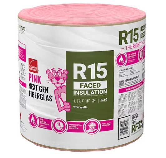 Owens Corning R- 15 Kraft faced Fiberglass Roll Insulation 30-sq ft ( 15-in W x 24-ft L )