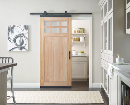 JELD-WEN 72-in Soft Close Single Barn door hardware kit in Matte Black