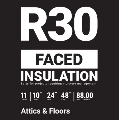 Owens Corning R-30 Faced Fiberglass Batt Insulation 88.0-sq ft (24.0-in W x 48.0-in L)