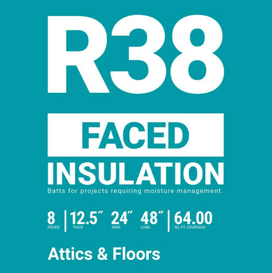 Owens Corning R-38 Faced Fiberglass Insulation Batt 64 SQ.FT (24 in. x 48 in.) Pack of 4