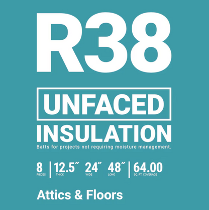 Owens Corning R-38 Unfaced Insulation 64-sq ft (24-in W x 48-in L) Pack of 4