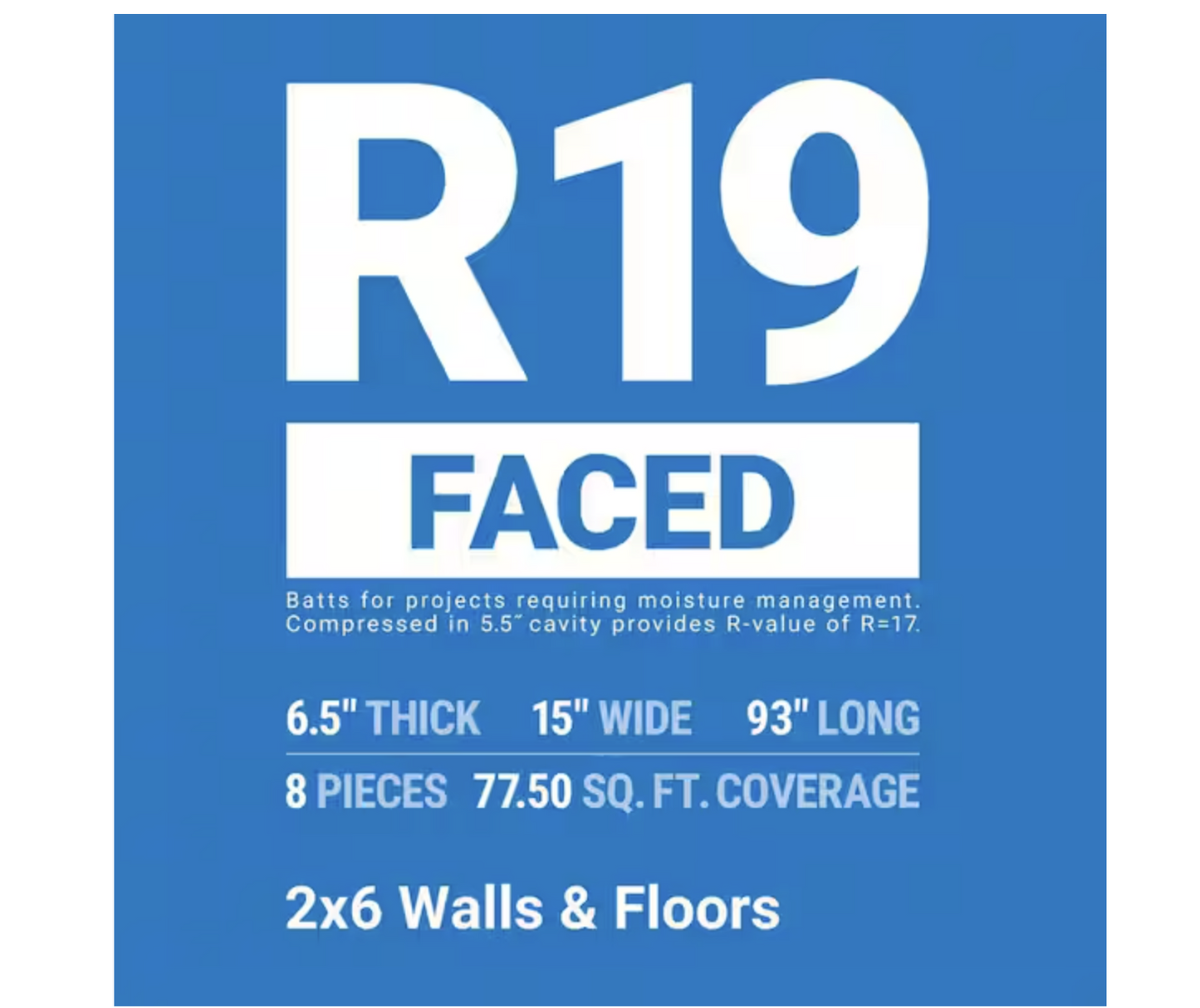 Owens Corning R-19 Unfaced Fiberglass Insulation 77.5 Sq. ft (15in x 9 3)