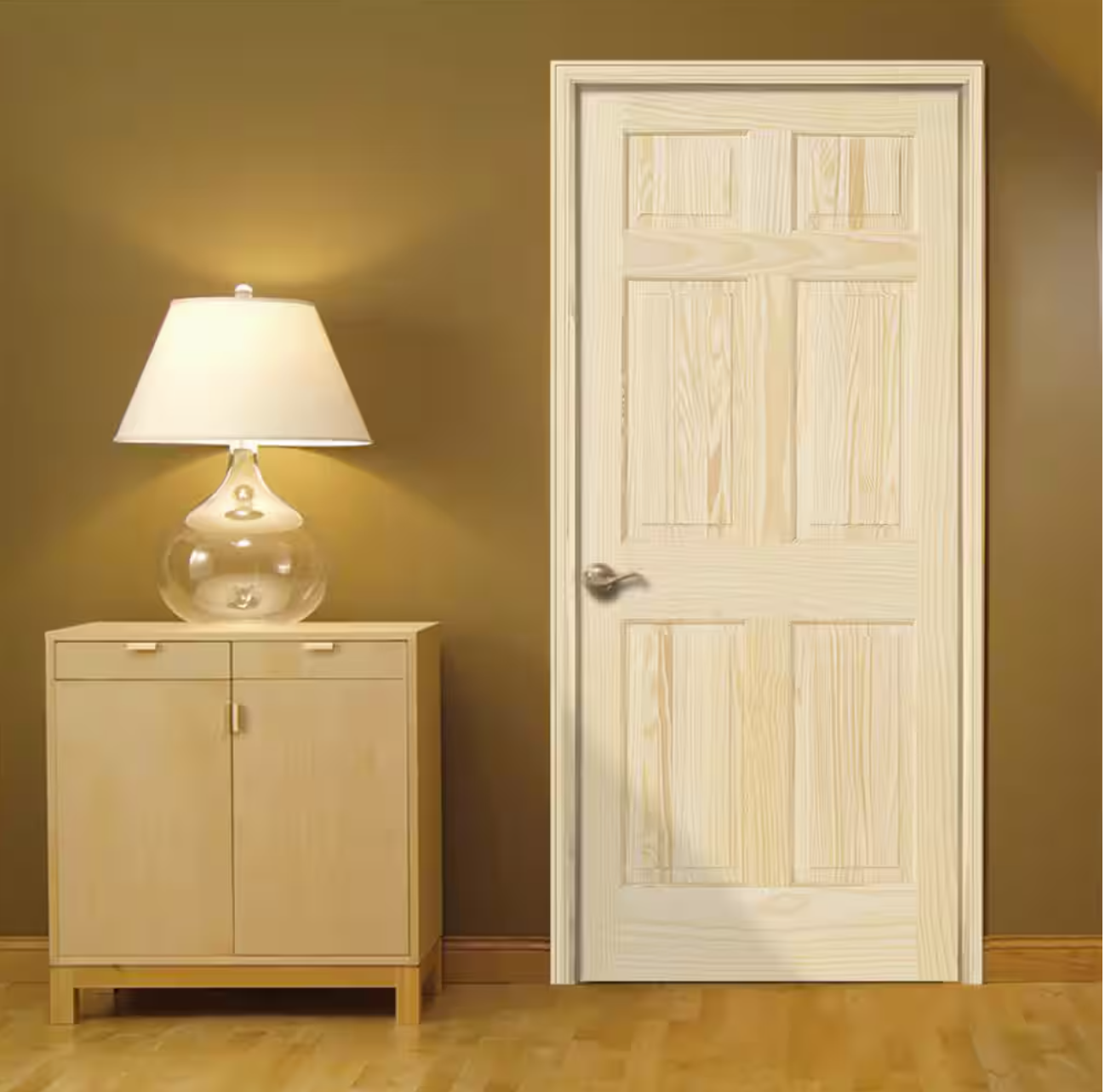 24inX80in. Right-Handed 6-Panel Solid Core Unfinished Clear Pine Single Prehung Interior Door