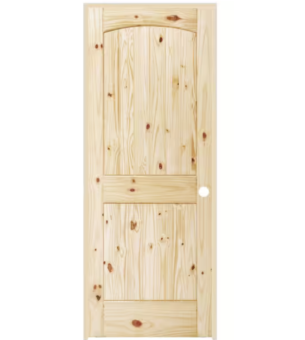 2-Panel Archtop Plank Unfinished Knotty Pine Single Prehung Interior Door