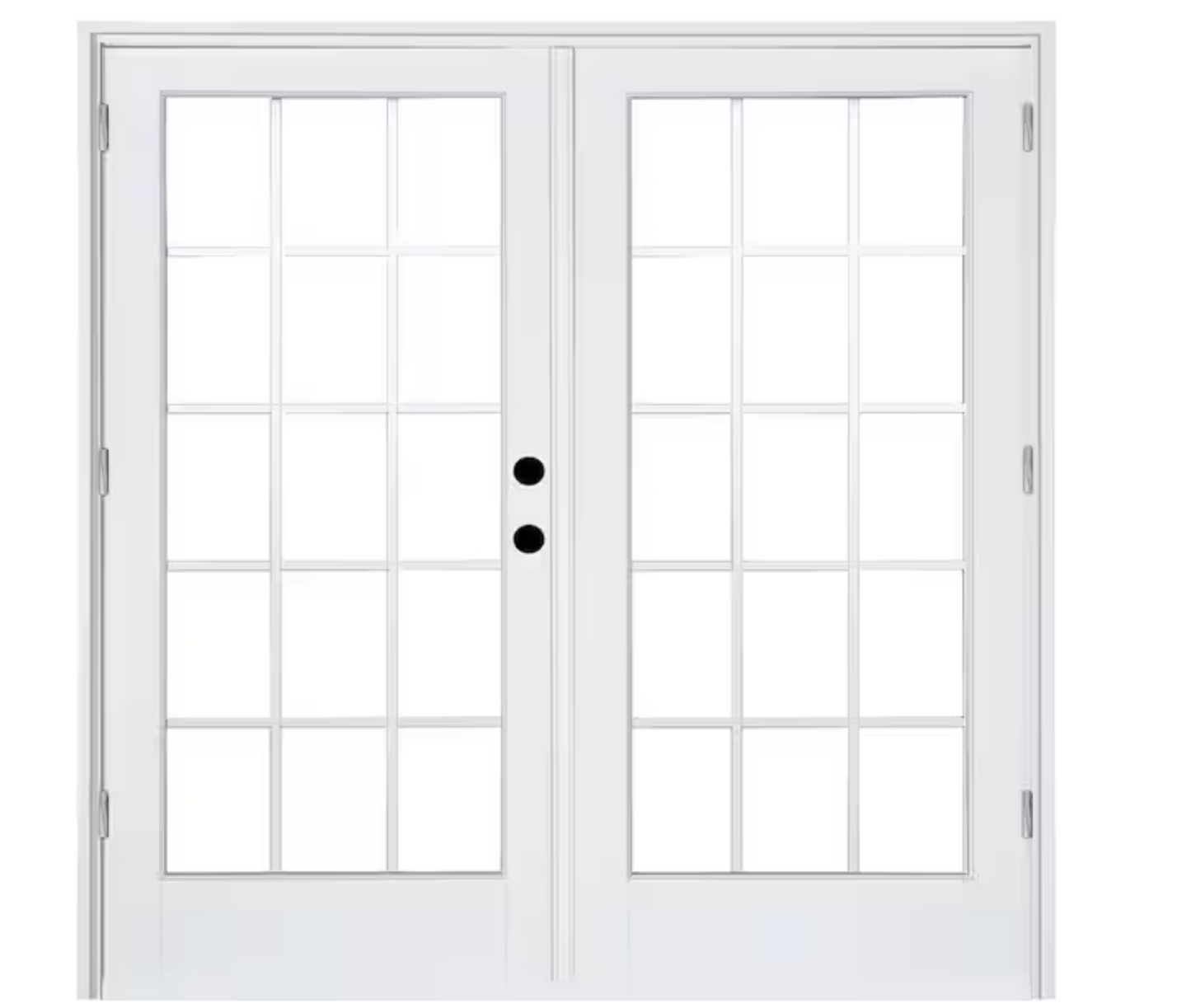 60 in. x 80 in. Fiberglass Smooth White Left-Handed Outswing Hinged Patio Door with 15-Lite