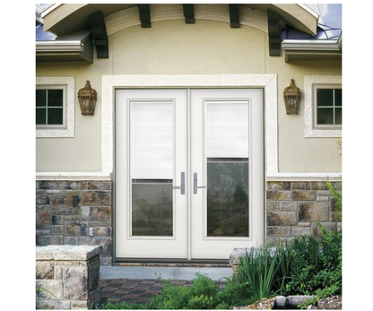 Internal Blinds Inswing Full Lite Clear Low-E Primed Fiberglass Smooth Prehung Front Door
