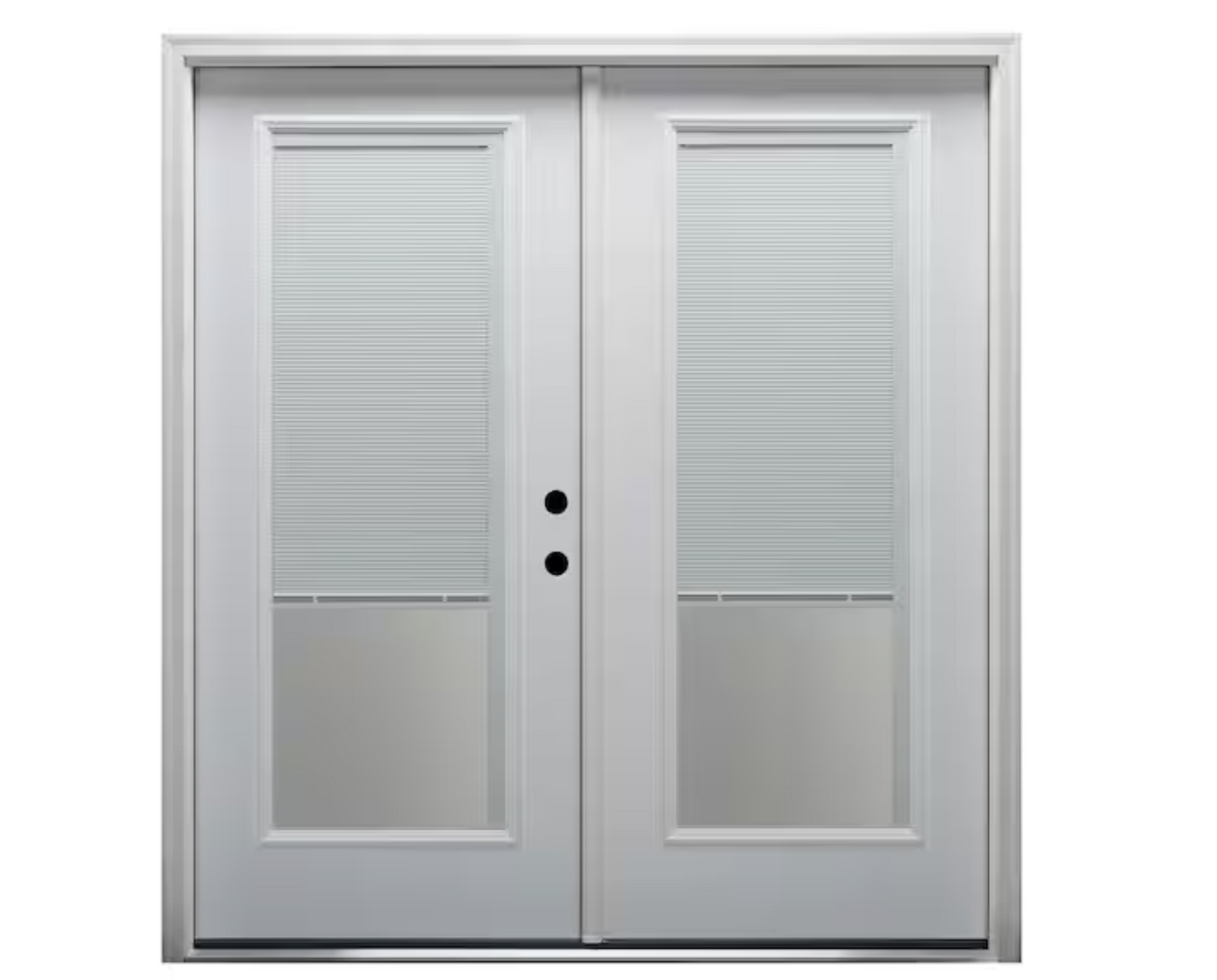 60 in. x 80 in. Internal Blinds Left-Handed Inswing Full Lite Clear Low-E Primed Fiberglass Smooth Prehung Front Door