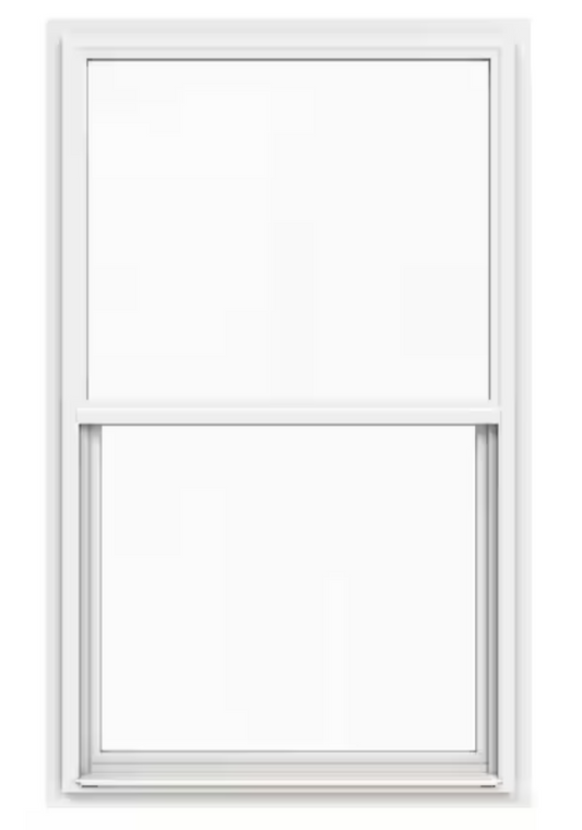 White Single Hung Low-E Argon Glass Vinyl Fin Window, With Screen