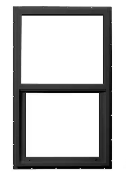Black Single Hung Low-E Argon Glass Vinyl Fin Window, With Screen
