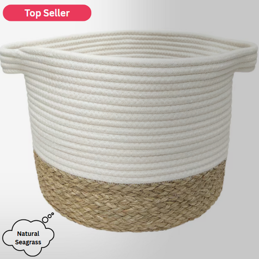 allen + roth Natural Rope & Sea Grass Basket
