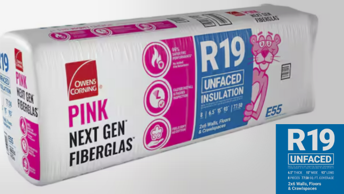 Owens Corning R-19 Unfaced Fiberglass Insulation 77.5 Sq.ft (15 in x 93 in) Pack of 5