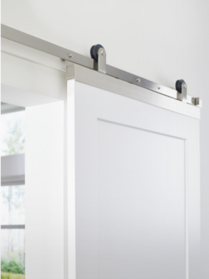 JELD-WEN Farmhouse Primed Solid Wood 36 in. x 80 in. W Black Hardware Kit