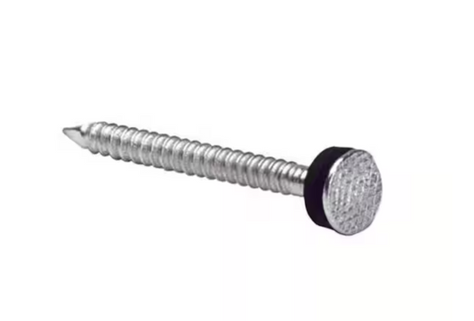 Grip Rite 1-3/4 in.  Exterior Galvanized Ring Shank Roofing Nails with Neoprene Washers 1 lb. Box