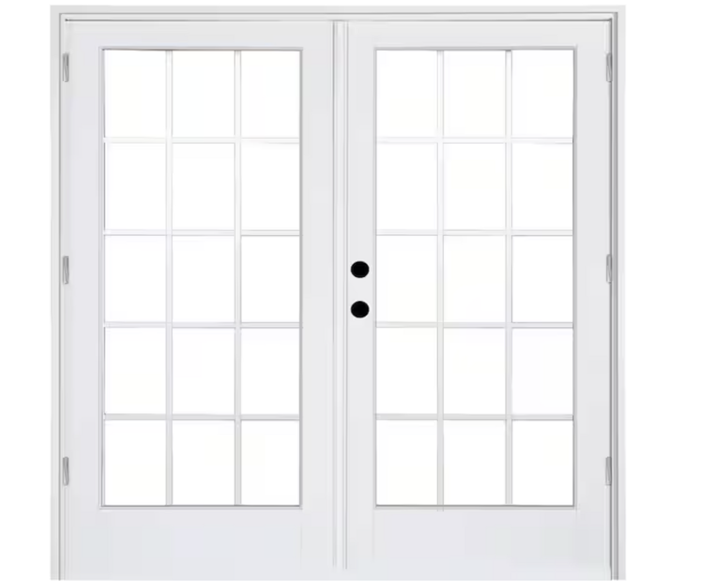 72 in. x 80 in. Fiberglass Smooth White Right-Handed Outswing Hinged Patio Door with 15-Lite