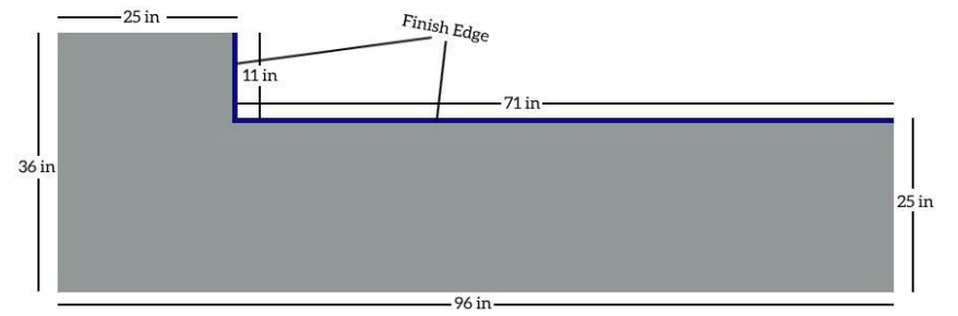 Alaska White 36.inX96.in Corner Real Granite Countertop
