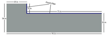 Alaska White 36.inX96.in Corner Real Granite Countertop