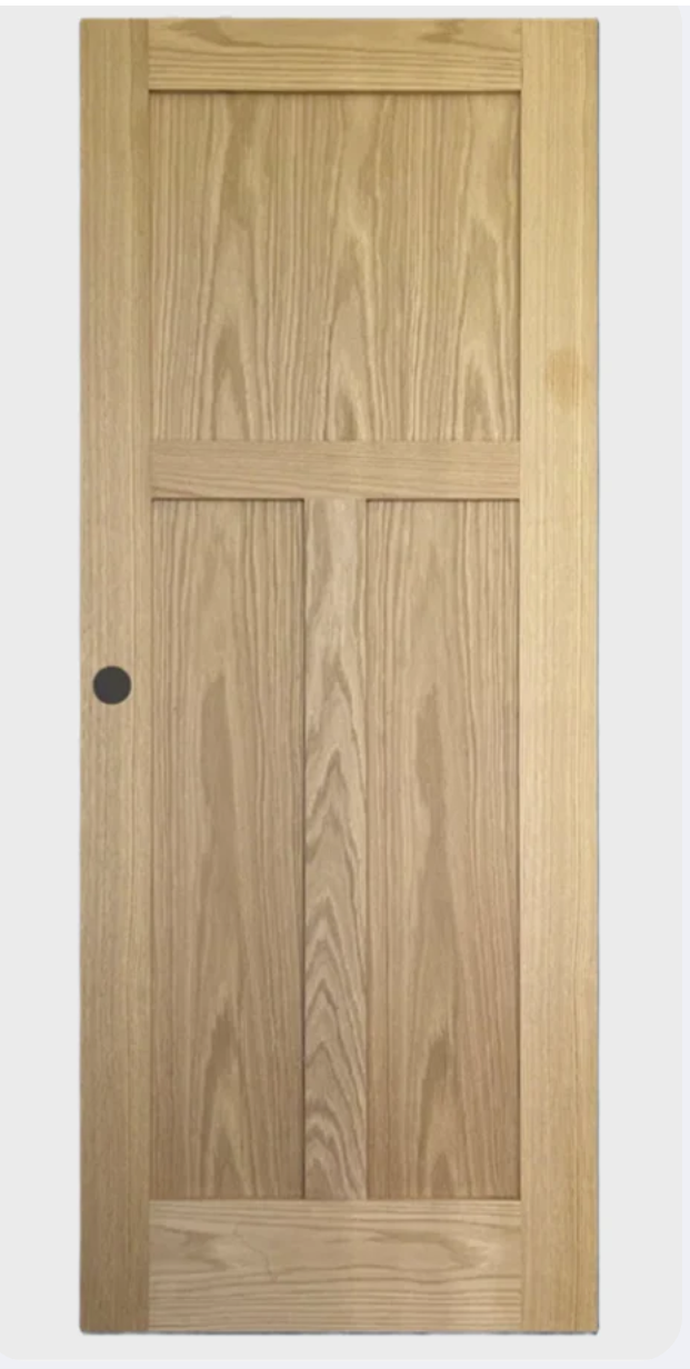 3-Panel craftsman Solid Core Unfinished Clear Pine Single Prehung Interior Door