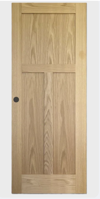 3-Panel craftsman Solid Core Unfinished Clear Pine Single Prehung Interior Door