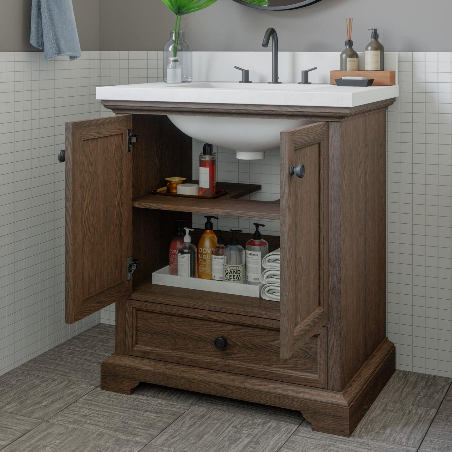 Amherst 30in Dark Oak Single Sink Vanity