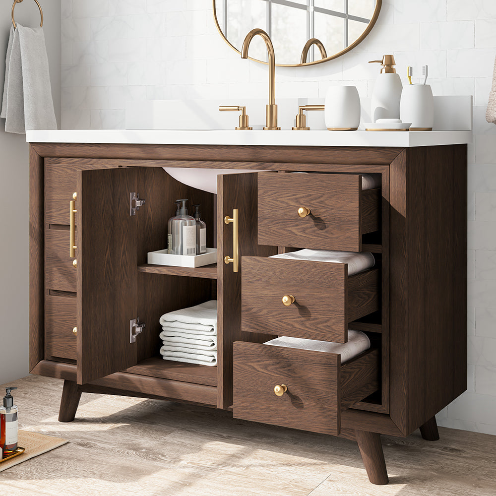 Preston 48in Light Oak Single Sink Bathroom Vanity