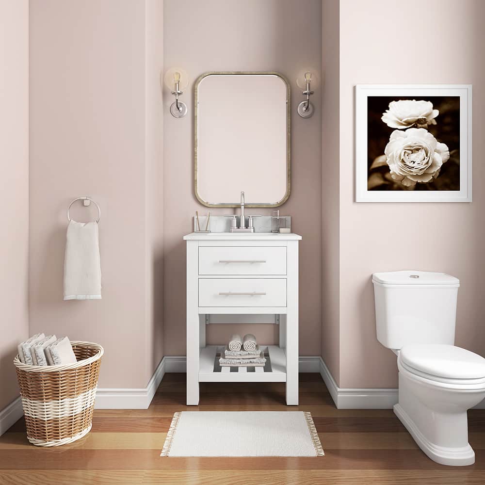 24in Cotton White Single Sink Spacious Bathroom Vanity