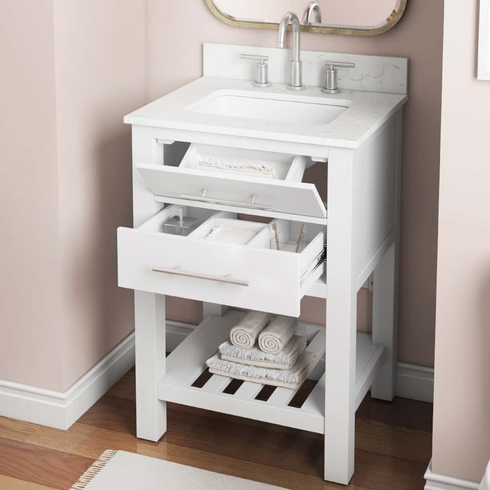 24in Cotton White Single Sink Spacious Bathroom Vanity